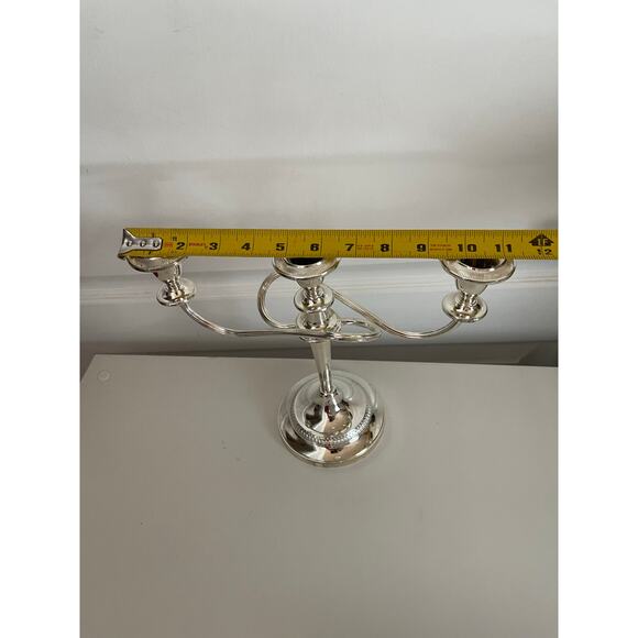 Silver Plate 3 Candle Candleabre Holder Twisting Arms Weighted Base - Picture 8 of 9